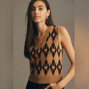 Anthropologie maeve Vera jacquard argyle heart sweater vest